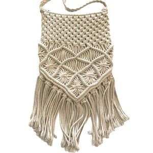 FRINGED BOHO MACRAME CROSSBODY BAG